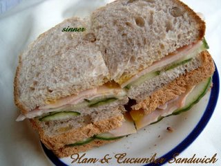 ham and cucumber wholemeal sandwich