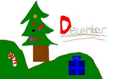 My daughter has become quite the artist with MS Paint.  She created this special Christmas wallpaper for her account, and I just had to share it with you.