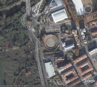 Vista aérea de la plaza de toros de Gerona