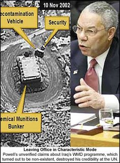 Colin Powell at the UN. The lack of a smoking gun was obvious