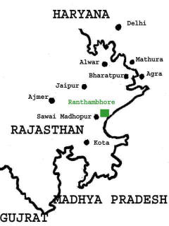 map showing location of Ranthambore 