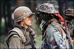 Canadian soldier and Mohawk Warrior 'face off' in Oka, 1990