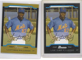 2004 Bowman and Bowman Gold Lastings Milledge rookie cards