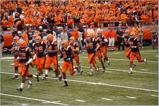 Pre-game warmups, the last time SU was in the game