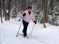 Donna trying Nordic Skiing
