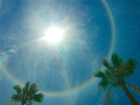 icebow halo, brightened from snow setting, saturated