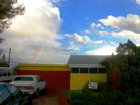 The house at the end of the rainbow s the color of sunshine.