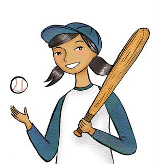 girl and baseball illustration