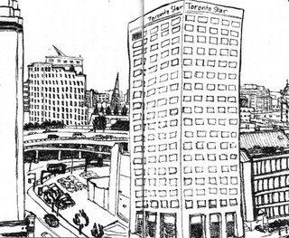 Drawing of the view from my hotel in Toronto