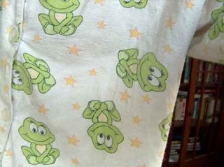 close-up of frog pajamas