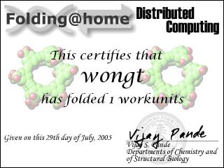 This certifies that wongt has folded 1 workunit