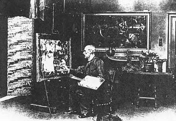 Waterhouse works on 'Song Of Springtime' in his studio