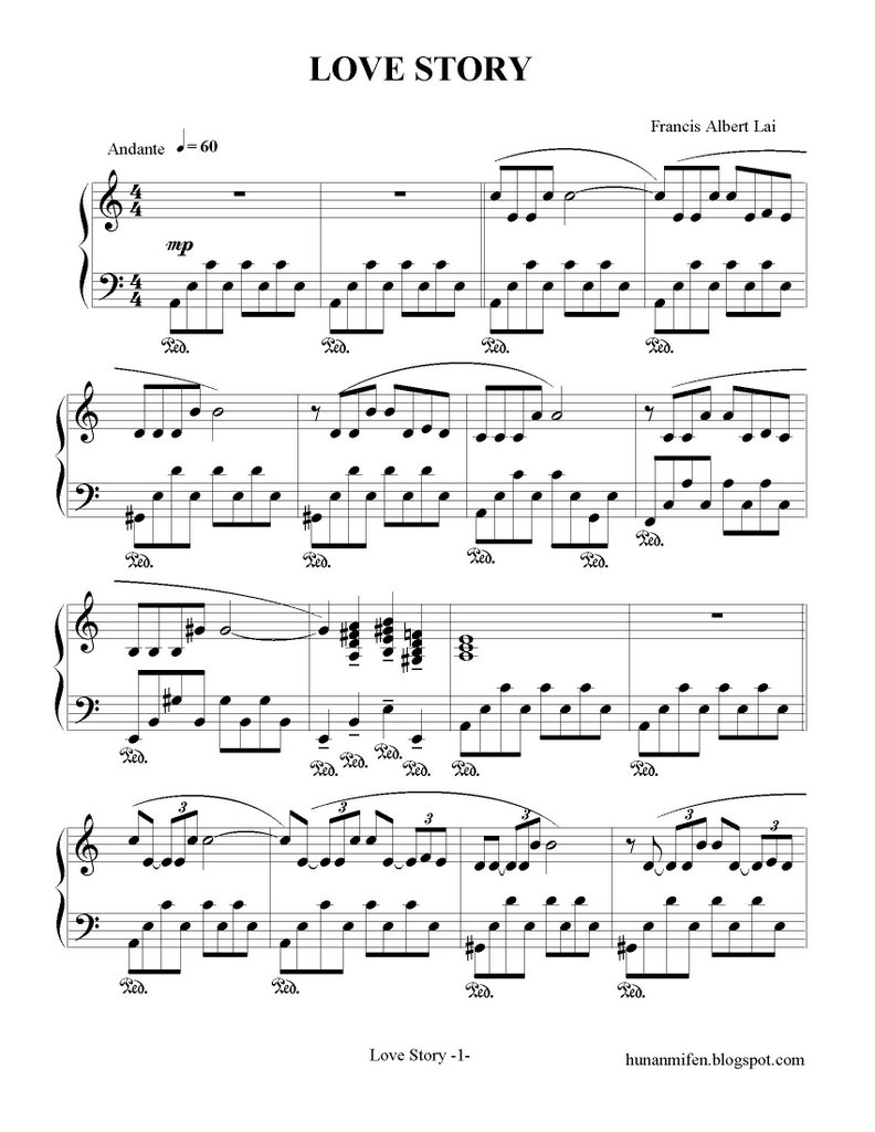 湖南米粉: piano music sheet - love story