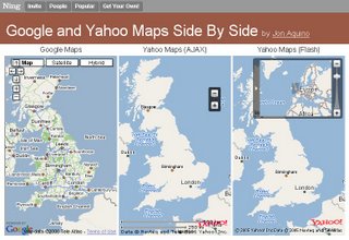 google map yahoo map side by side