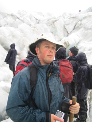 Tim looking intrepid on the Fox glacier