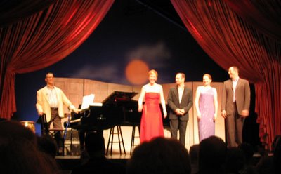 Steven Blier (left), Lauren McNeese, Jeremy Little, Heidi Stober, Alexander Tall, Four Islands recital, The Barns at Wolf Trap, August 12, 2006