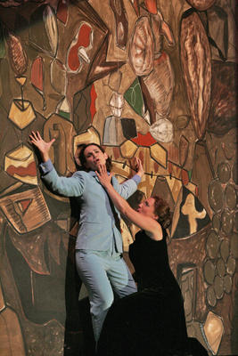 Kelley O'Connor and Dawn Upshaw in Ainadamar, 2005, Santa Fe Opera, photo by Ken Howard © 2005