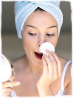 woman bleaching face