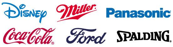 Disney, Miller, Panasonic, Coca-Cola, Ford, Spalding