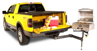 Trailer hitch barbecue bbq grill on a Ford F150 pickup