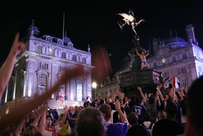 Piccadilly Circus after French semi-final victory