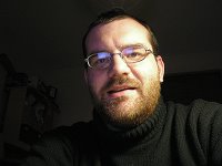 I like the lighting, but I forgot to smile! Me with my Steve Jobs jumper on, and my full winter beard!