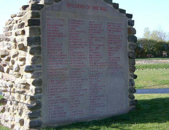 Plaque commemorating the names of the builders of Wallsend portion of Hadrian's Wall (photographer: Phil Kennedy)