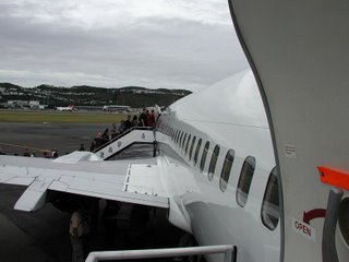 Air New Zealand B737 on the rear stairs looking forward