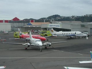 Combo shot of RNZAF B200, Lifeflight Metroliner SA227 and Vincent Aviation Beech 1900D
