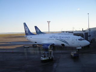Two Air New Zealand B737s being readied for trips to Wellington