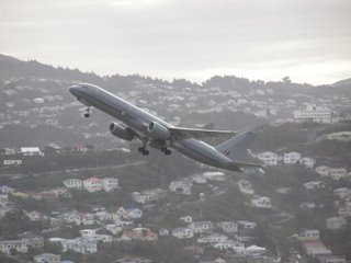 RNZAF B757 after takeoff