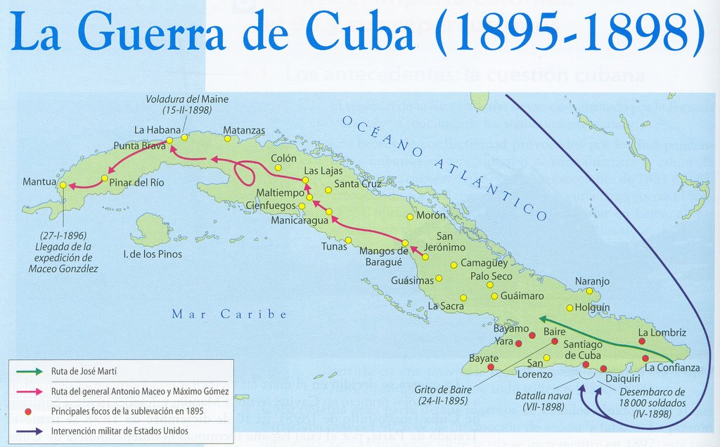 Resultado de imagen de mapa de la guerra de cuba