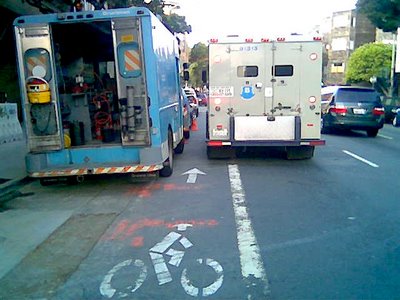 Image of Brinks Truck blocking bike lane