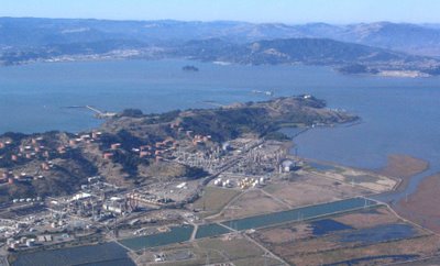 Aerial image of Chevron refinery in Point Richmond, California