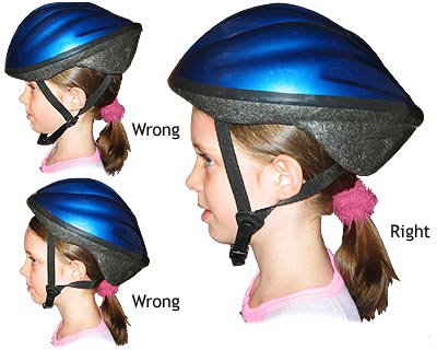 Image of bicycle helmet on a young girl