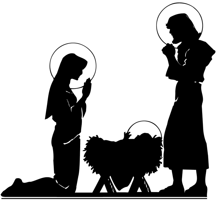 free clipart black and white nativity - photo #26