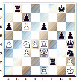 Posición de la partida de ajedrez Del Campo - Pein (México, 1991)