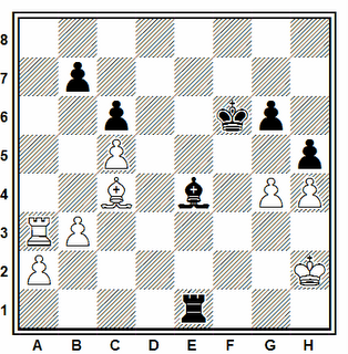 Posición de la partida de ajedrez Sergeiev - Legkin (Kiev, 1984)