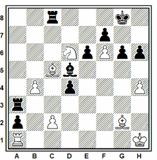 Posición de la partida de ajedrez Donchenko - Bangievs (URSS, 1973)
