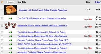 colin farrell grilled cheese apparition auction on ebay