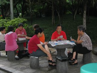 Playing cards in the park
