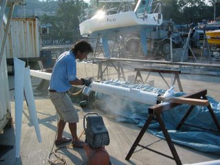 Spraying the mast