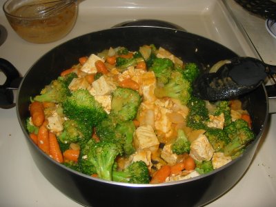 tofu and veggies with peanut sauce