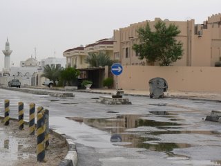 Rain, puddles and an overcast sky: not a common sight in Qatar