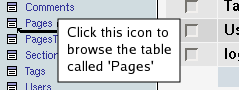 Click icon to browse table
