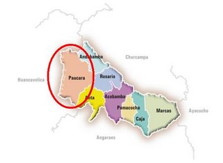 mapa del distrito de Paucara