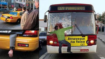 publicidad impactante en taxis y autobuses