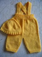 yellow baby pants and hat