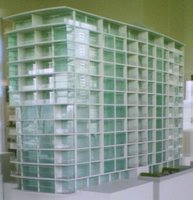 Model of the Chews Lane apartments from the northwest (detailed model)
