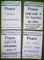 Peace City posters in Wellington